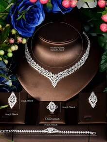 1 Set de joyería de lujo, decoración con corazón de circonita cúbica, adecuado para uso en fiestas de mujeres