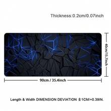 1 st kreativitet snygg geometrisk design förlängd spelmusmatta, stor spelmus vattentät med sydda kanter, halkfri skrivbordsmatta för hem och kontor, abstrakt målning - Svart och blått - Visa 12