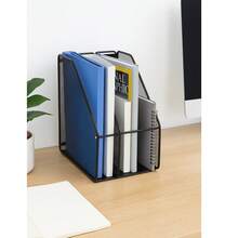 Archivador Revistero Metálico – 2/3/4 Secciones, Color Negro o Plateado, Organizador de Revistas, Documentos y Carpetas, Diseño de Malla Resistente para Oficina y Hogar - Negro - Ver 4