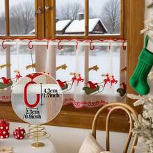 1 件现代简约彩色刺绣薄纱窗帘，刺绣圣诞老人和驯鹿透明短窗帘布，适用于客厅、卧室、厨房、小窗户的圣诞装饰，圣诞礼物 - 紅綠色 - 查看 5