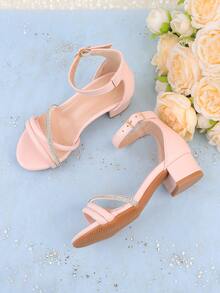 Zapatos de vestir tipo Mary Jane para niñas, apropiados para ocasiones formales, actuaciones, bodas, fiestas, vacaciones, lindos y dulces, cómodos y versátiles sandalias de tacón alto para niñas pequeñas, medianas y grandes, niñas pequeñas, bebés, sandalias de verano con peep toe y brillantes de color rosa