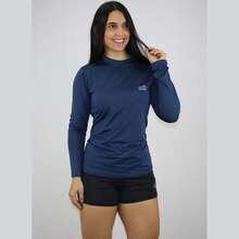 Women's Shirt UV+50 Sun Protection Long Thermal Second Skin T-Shirt Winter And Summer Fashion Beach Pool - 藏蓝色 - 查看 1