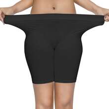 3Pcs High Waist Seamless Boxer Briefs For Women Boyshorts Soft Panties Under The Skirts Casual-Comfy Underwear Anti-Lighting No Rolling Bottoming Shorts Lingerie - 黑色-3件裝 - 查看 5