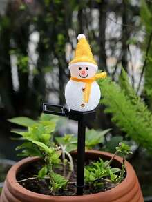 1 件冬季太阳能圣诞雪人灯，户外防水 LED 圣诞雪人木柱装饰景观灯，适合新年假期圣诞节万圣节家居装饰步行道后院草坪门廊小路街道门廊甲板露台树篱家庭晚餐婚礼生日派对装饰 - 彩色 - 查看 10