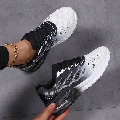 New Stylish Casual Sports Dancewear Dance Shoes, Comfortable Lightweight Lace-Up Slip-On Gradiente Fabric Breathable Thick Sole Air Cushion Shock-Absorbing Anti-Slip Elevator Platform Plus Size Women Shoes, Cross-Border