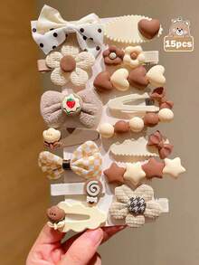 15pcs/Set Cute Colorful Hair Clips For Girls - Multicolor - View 12