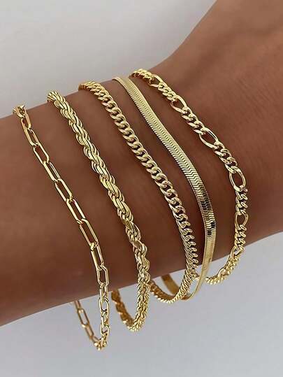 1pc 18K Gold Plated Flat Snake Chain Stainless Steel Bracelet, Gift For Women, Party, Ins Style, Suitable For Halloween, Christmas, Women Jewelry, Layered Gold Bracelets