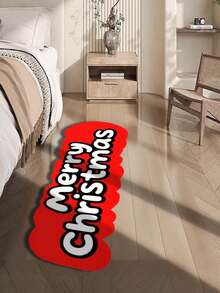 1pc Personalized Christmas Happy Faux Wool Rug, Suitable For Living Room, Bedroom, Study, Dining Room And Other Household Decoration, Soft And Fine Top, Easy To Clean And Durable, Living Room Carpet - Multicolor - View 2