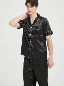 New Men's Sleepwear Set, Summer Essential - Black - View 4
