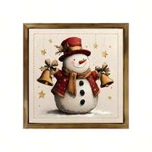 Tabla de madera decorativa plana en 2D - Decoración navideña rústica de cabaña, tema navideño de muñeco de nieve, adecuada para el hogar y regalos festivos, decoraciones navideñas, arte de pared navideño