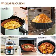 Silicone Air Fryer Basket.,Air Fryer Baking Tray, Special Barbecue Tray Reusable Silicone Air Fryer Liners With Handles, Heat-Resistant Air Fryer Basket Alternatives, Non-Stick Silicone Air Fryer Pot, Easy To Clean And Dishwasher , Silicone Material, Prevents Sticking And Mess, Perfect For Baking, Roasting For Baking And Grilling, Holiday Parties, New Year Christmas Supplies. - Nhiều màu - Xem 8