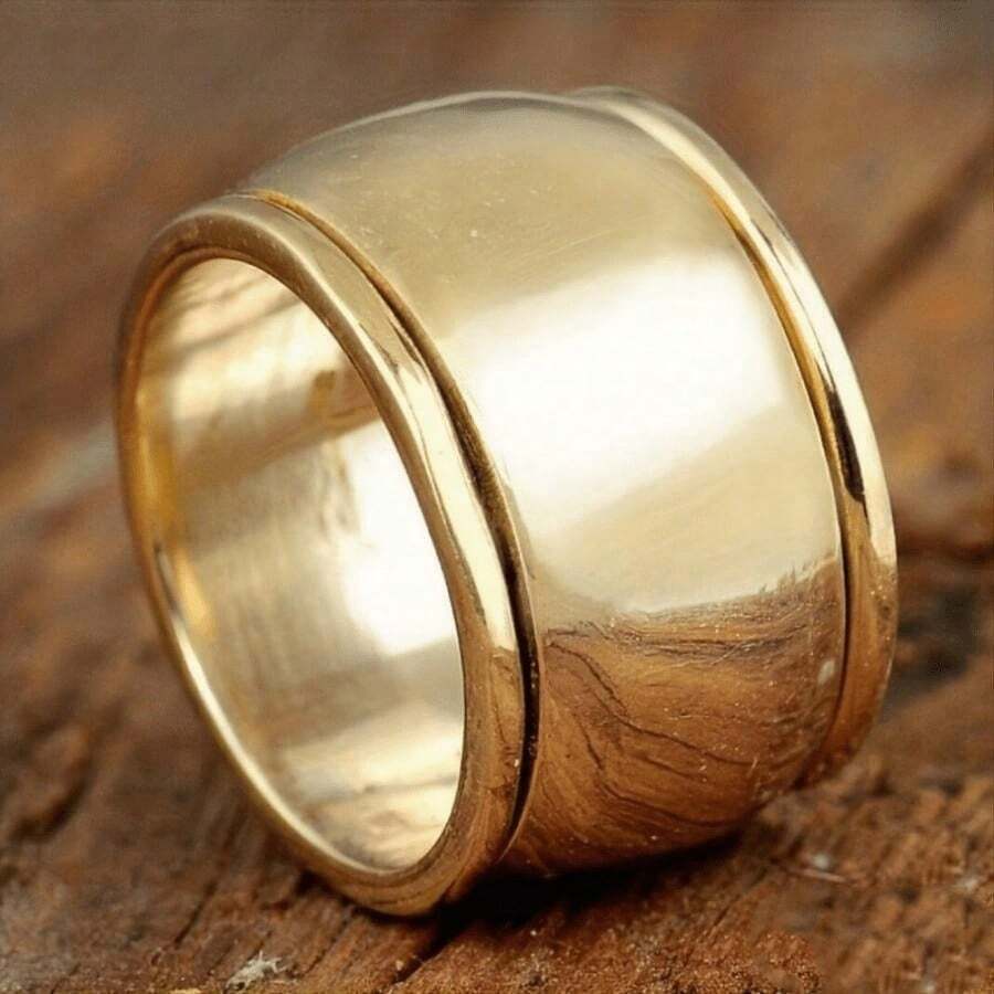 Simple Wide Face Ring For Women For Daily Parties, Mother's Day, Valentine's Day, Holiday Gifts - Vàng - Xem 1