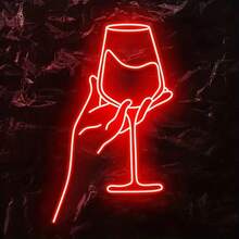 1pc Cheers Wine Glasses Neon Sign - Dimmable LED Party Sign Lights With USB Cable, Portable, Bedroom Wall Decor, Home Bar Cart Accessories, Color-Changing, Energy-Efficient, Durable, Easy-To-Use, And Space-Saving