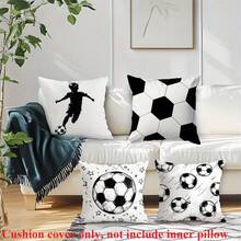 1pc Football Theme Throw Pillow Cover, 17.7x17.7 Inches - Soft Peach Velvet Polyester, Zippered, Machine Washable, Suitable For Home And Office Decor, No Pillow Insert