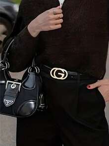 1/2pcs New Women's Belt With The Letter "G" Button, The Women's Fashionable, Simple And Versatile Denim Suit Belt, And The Elegant Waist