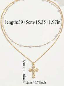 قلادة قلادة ذهبية متعددة الطبقات مزينة بالكريستال الاصطناعي والأحجار اللامعة - مجوهرات دينية متنوعة للنساء، مناسبة للارتداء اليومي والاكسسوارات العطلات، تصميم أنيق وعصري، ضروري للأزواج