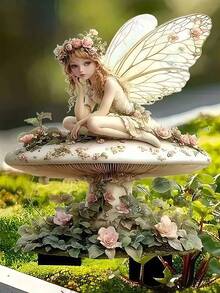 Enchanting Fairy Mushroom House Summer Garden Logo Set - 0.3 Cm Thick Acrylic Outdoor Decoration, Potted Landscape Ornament, Romantic Bohemian Style, Multi-Functional Courtyard Artwork, An Ideal Choice For Christmas Gift. Suitable For Garden Decoration, Wedding Decoration, And Home Decoration. - Multicolor - View 4