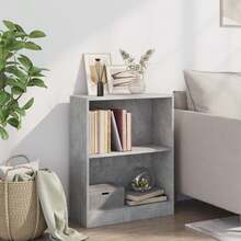 Libreria Larryhot Grigio Cemento 60x24x76 cm Legno ingegnerizzato, resistente e durevole, facile da montare, stile decorativo, adattA, Per riporre soprammobili, statuette, libri, piccoli oggetti, ecc. - Grigio - Visualizzare 3
