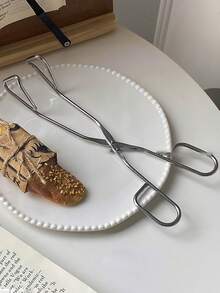 1pc Stainless Steel Food Tongs, Minimalist Pastry & Dessert Clip, Kitchen Baking & Grilling Food Clamp, Restaurant Use, Steak Frying Roast Meat Clip, Kitchen Pliers, Tableware, Kitchen Accessories, Kitchenware - Silver - View 5