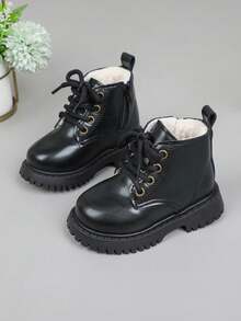 儿童靴，新款秋冬款，男童英伦风时尚踝靴，女童踝靴，时尚款 - 黑色 - 查看 14