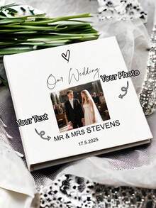 Personalized Leaf-Themed Wedding Guestbook, Square Wedding Guestbook, Wedding Guestbook With Initials, Hardcover Wedding Guestbook Photo Album, Wedding Guestbook, Custom Eucalyptus Wedding Guestbook, Wedding Anniversary Album, Wedding Scrapbook, Wedding Anniversary Album, Single-Sided Custom Wedding Anniversary Album, 36-Page Wedding Anniversary Album, Custom Guestbook, Wedding Essential. - Multicolor - View 10