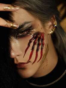 4 件万圣节临时假纹身僵尸疤痕临时纹身，假血腥伤口缝合疤痕身体脸部防水纹身贴纸化妆舞会恶作剧化妆道具