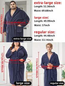 1件珊瑚绒纯色男女通用加大码浴袍，成人学生可穿戴毛巾式毛绒浴袍，保暖长款绒面浴袍，吸水性强，柔软不掉毛，情人节理想礼物 - 彩色 - 查看 2