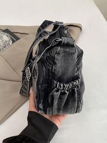 New Casual Chic Soft Jeans Multi-Layer Crossbody Bag With Multiple Pockets, Versatile Commuter Large Capacity Women's Shoulder Bag, Suitable For Work Commuting, Shopping And Traveling. - Black - View 9