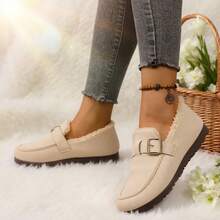 Women's Snow Boots And Women's Loafers, Featuring A Slip-On Design, Plush-Lined Interior, Windproof And Warm Properties, Lightweight And Non-Slip Performance, Casual And Sporty Style, Stylish And Versatile Look, Machine Washable, Suitable For Dating, Shopping, Walking And Office Wear, Are Ideal Choices For New Year Gifts And Valentine's Day Gifts. - 米色 - 查看 3