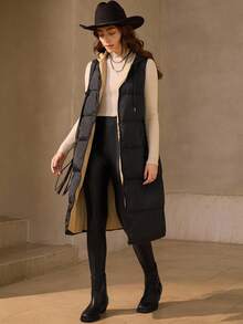 Wildy Solid PU Leather High Waist Casual Leggings - Black - View 2