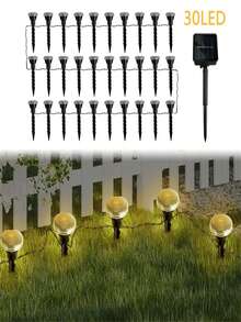 1 pezzo Luce da giardino solare da esterno, lampada decorativa per percorsi da giardino in stagione natalizia, 15/30 LED, luce bianca calda e bianca fredda, adatta per illuminazione di parcheggi commerciali, vialetti e prati