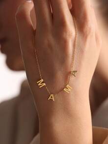 1pc Personalized Nameplate Necklace, Customizable With 1-12 Letters, Standard Y-Shape Nameplate Necklace, Enhance Personal Style Jewelry Gift, Gold-Plated Nameplate Necklace - Style 4 - View 11