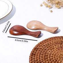 2pcs Wooden Tea Spoons, Ice Cream Wooden Spoons, Short Handle Mini Tea Leaf Spoons - View 2