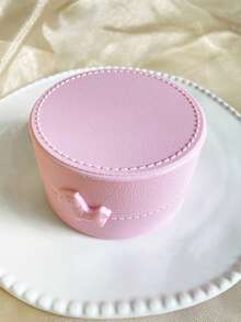 1pc Personalized Name & Bow Jewelry Box - Customized Bridesmaid/Bride Jewelry Box, Elegant Travel Jewelry Storage Box, Suitable For Bridesmaid/Bride Jewelry Gift | Elegant Jewelry Box | Bridesmaid/Bride Gift, Jewelry Box - Pink - View 6