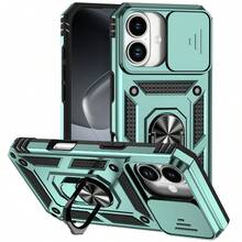 Military Industry Anti-Fall 360° Rotating Ring Holder Shockproof Phone Case With Lens Protection Compatible With Apple 11/12/13/14/15/16 Pro Max, Galaxy S22/23/24/25+ Ultra, A04/A05/A14/A15/A24/A25/A34/A54/A56/A36/A26 - Green - View 3