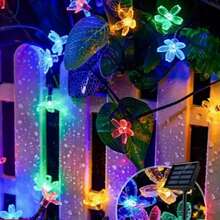 20 LED، 50 LED، 100 LED، أضواء سلسلة أزهار الكرز الشمسية عبر الحدود، أضواء أزهار الكرز الشمسية للحديقة الخارجية، أضواء ديكورية لإضفاء جو الاحتفال