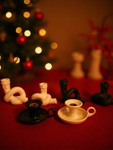 Portavelas de Navidad - Apto para velas rectas, artesanía de cerámica, diseño creativo, estilo minimalista | Adecuado para regalos, festivales, fiestas, decoración del hogar y de escritorio Decoración navideña Decoración de habitaciones Decoración de invierno