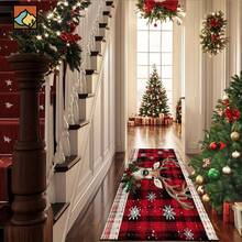 1 pieza Alfombra antideslizante para baño con estampado de renos navideños, hecha de cachemir artificial con decoración esponjosa, adecuada para baños, entradas, cocinas y otras ocasiones. Se puede lavar a máquina, es una decoración festiva y se puede regalar. - Multicolor - Ver 6