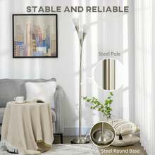 Modern 3-Light Upright Floor Lamp For Living Room - Stylish Standing Lamp With Durable Steel Base For Bedroom - Bulb Not Included - Sleek Silver Design - Silver - View 8