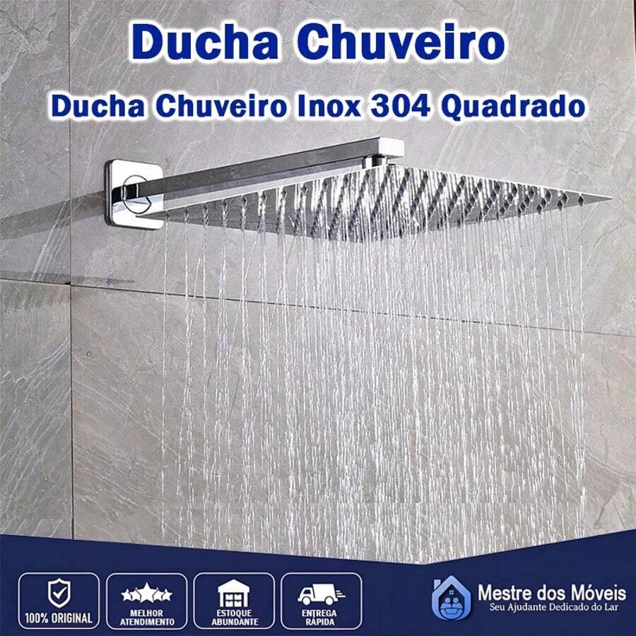 Ducha chuveiro inox quadrado 20X20 /30*30cm Furos de Silicone Com braco 40cm