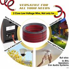 18 Gauge Wire 16.4FT/30FT/50FT/100FT, 2 Conductors Electrical Wire Red Black Cable, Flexible/Low Voltage/PVC 18 AWG Copper Clad Aluminum Extension Cord For Speaker, LED Strips, Automotive 12V/24V DC