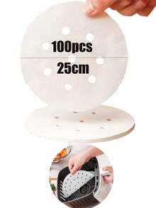 100 包 7.5/9/18/25 厘米预切带孔羊皮纸垫，用于烘焙、蒸煮和烹饪的不粘蒸笼垫，用于蒸包子、谷物的厨房无油纸垫，节日烘焙必需品