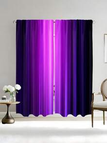 2 件现代紫色杆袋薄纱窗帘 - 时尚半透明卧室和客厅窗帘，易护理涤纶面料，现代家居装饰，卧室窗饰 | 现代窗帘 | 涤纶薄纱窗帘 - 彩色 - 查看 2