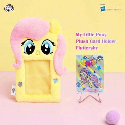 Hasbro ​​My Little Pony Plush Card Holder Single Pack - Official Licensed Soft Pouch For Students (Pinkie Pie/Princess Celestia/Fluttershy) | Comes With Character Back Card & Star Decorations"​