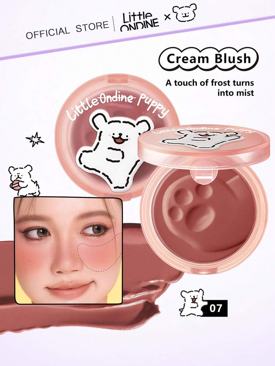 Little Ondine Cream Blush 07, Natural Dewy Makeup Effect, Easy To Blend, Non-Cakey, Hydrating & Plump Texture, Long-Lasting, Multi-Purpose: Can Be Used On Cheeks, Lips, Eyes, Collaboration Edition, Exquisite Packaging, Perfect Gift Choice