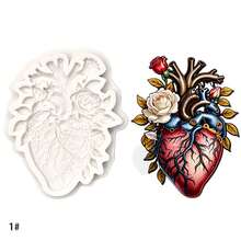 1pc Heart Shaped Flower, Skull Girl, Skull Flower Silicone Mold, For Handmade Resin Crafts - Light Grey - View 3