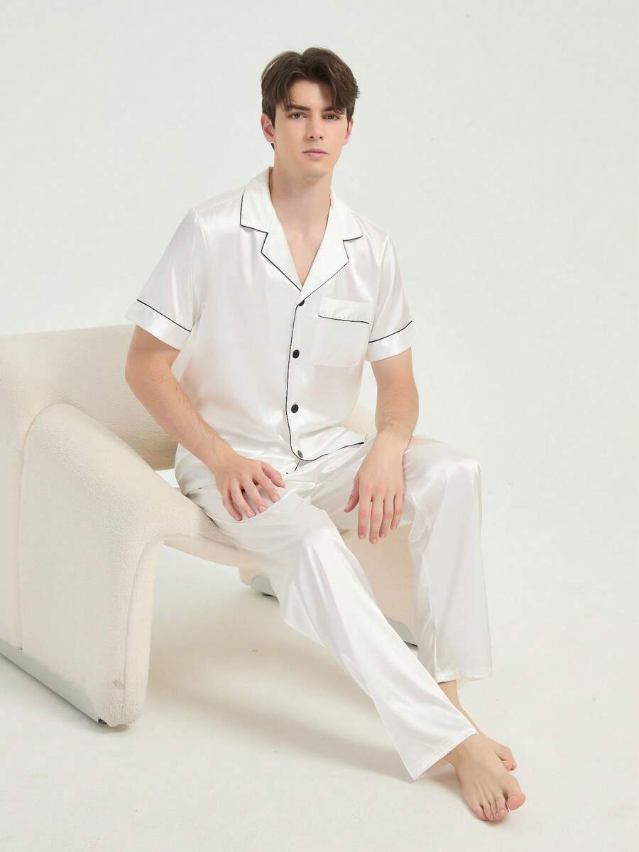 New Men's Pajama Set, Essential For Summer - White - View 1