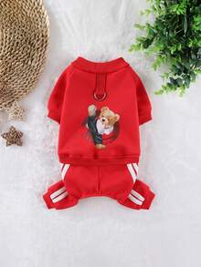 Warm Thickened 4-Leg Teddy Bear Pattern Sweatshirt For Small Pet Dogs & Cats, Outdoor Leash Suitable For Autumn/Winter - Multicolor - View 4