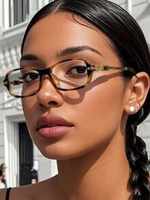 1pc Retro Rectangular Minimalist Unisex Clear Lens Glasses, Versatile Punk Chic Style For Parties, Street Fashion, Casual Wear