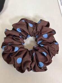 1pc Polka Dot Casual Polyester Hair Scrunchie, Versatile, Coffee Color, Suitable For All Seasons ,Hair Ties ,Scrunchy Hair Ties Ponytail Head Accessories Elastic Band - Multicolor - View 1